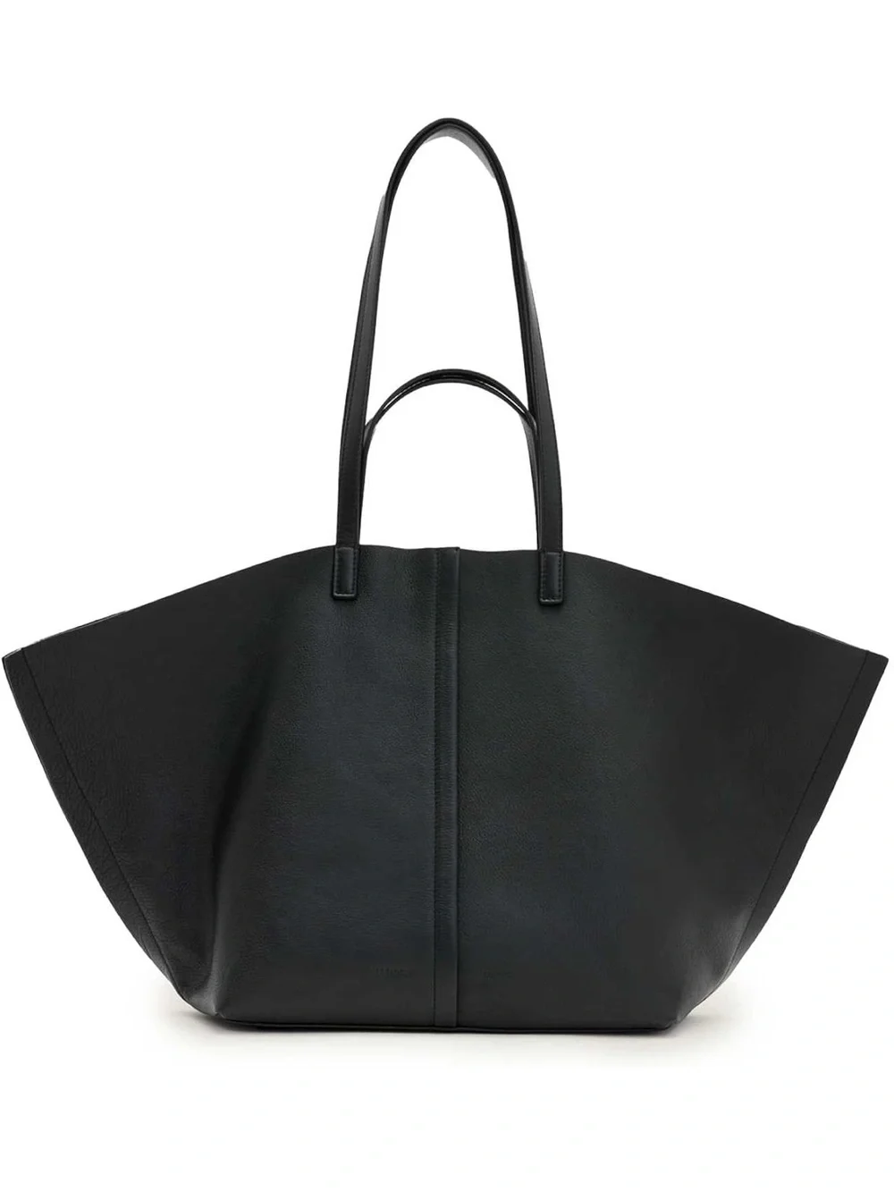 AllSaints Black Leather Oversized Tote with Dual Straps